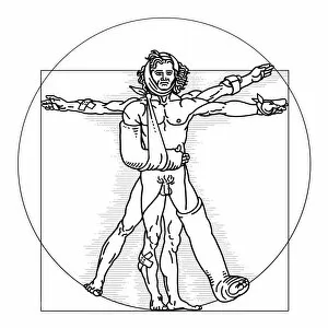 1400s Gallery: Injured Vitruvian Man, conceptual image