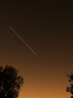 ISS light trail, time-exposure image ISS light trail, time-exposure image