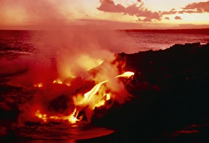 Lava entering the Pacific Ocean, Hawaii Lava entering the Pacific Ocean, Hawaii
