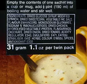 Images Dated 8th September 1989: List of ingredients on package of soup