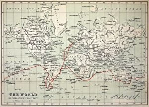 South America Gallery: Map Darwins Beagle Voyage South America