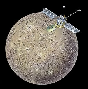 Mariner spacecraft and Mercury, artwork C017 / 0767