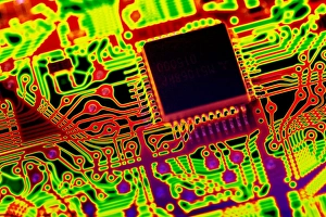 Computer Hardware Components Prints: Microprocessor chip, computer artwork