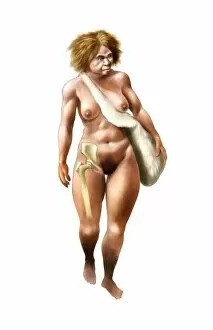 Neanderthal woman, artwork