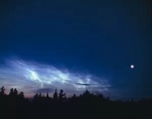 Images Dated 26th March 1993: Noctilucent clouds with Moon