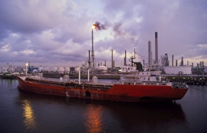 Oil tanker and storage tanks, rotterdam Oil tanker and storage tanks, rotterdam