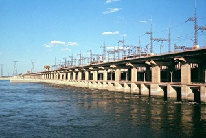 Outflow of hydroelectric dam, Volga, Russia Outflow of hydroelectric dam, Volga, Russia