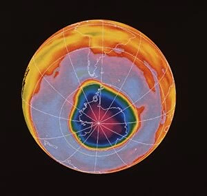 Images Dated 6th November 1990: Ozone hole over Antarctica