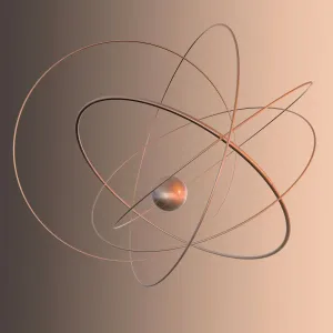 Physics Prints: Atomic Structure Print: Central Nucleus with Electron Orbits