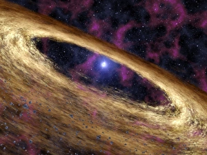 Planetary disc around a pulsar, artwork Planetary disc around a pulsar, artwork