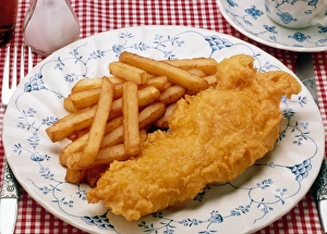 Images Dated 23rd July 1991: Plate of fried fish & chips