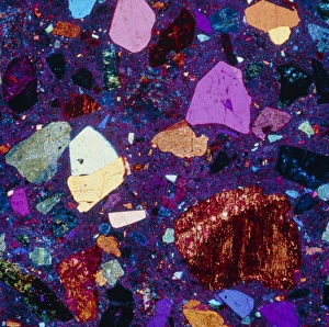 Images Dated 12th June 1990: Polarised LM of a thin section of quartz porphyry