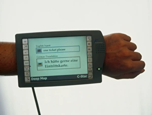 Prototype portable computer tourist guide on wrist Prototype portable computer tourist guide on wrist