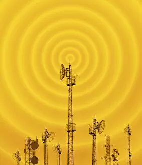 Technological Communication Collection: Radio masts with radio waves