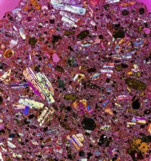 Polarised Light Micrograph Collection: Rock mineral crystals, polarised LM C017 / 8477