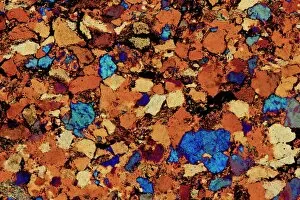 Microscopic Photos Collection: Sandstone, thin section, polarized LM