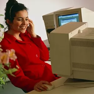 Images Dated 13th November 1998: Secretary working at an office computer