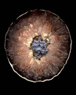 Images Dated 29th November 1995: Section of quartz crystal geode