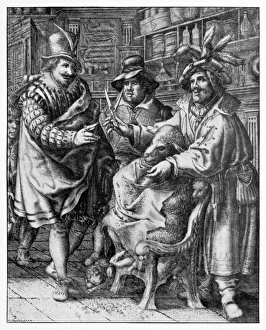 Sheep shearing, satirical artwork Sheep shearing, satirical artwork