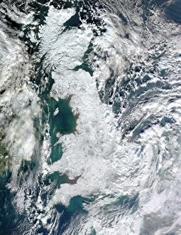 Satellite Image Collection: Snow-covered United Kingdom, January 2010