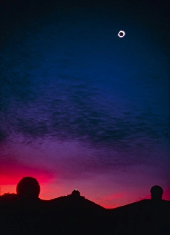 Solar eclipse over Mauna Kea observatory Solar eclipse over Mauna Kea observatory