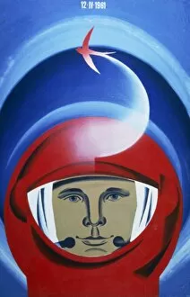 Soviet poster commemorating Gagarin