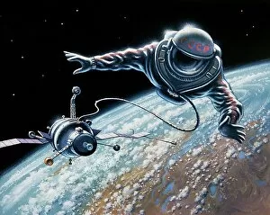 Manned Spaceflight Gallery: Soviet space-walk, artwork