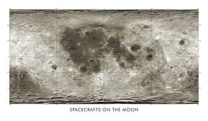 Space Race Collection: Spacecraft on the Moon, lunar map