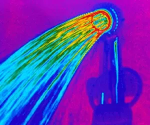 Thermogram of water pouring from a shower head