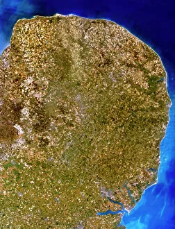 True-colour satellite image of East Anglia, UK