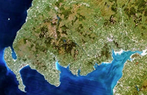 True-colour satellite image of southwest Scotland