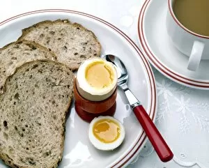 Images Dated 30th July 1998: View of a healthy breakfast of egg, bread and tea