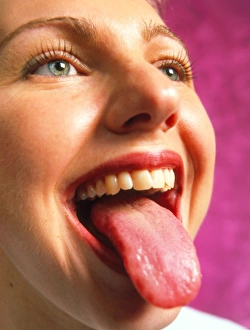 View of the healthy tongue of a woman View of the healthy tongue of a woman