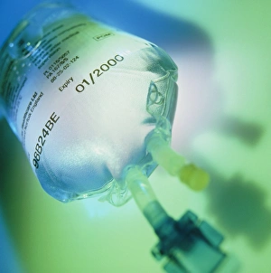View of an intravenous drip bag View of an intravenous drip bag