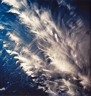 View of long cirrus clouds over Atlantic