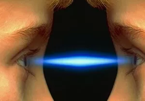 Images Dated 29th June 2004: Vision: light enters eyes of childs mirror image