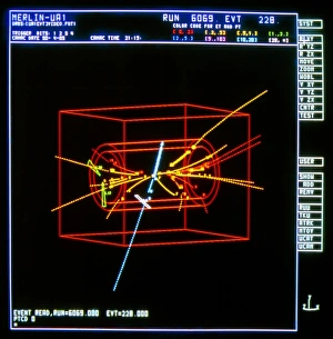 W particle decay in Ua1 detector at CERN W particle decay in Ua1 detector at CERN