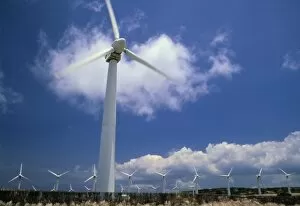 Images Dated 7th October 2002: Wind turbines at power station, Hawaii