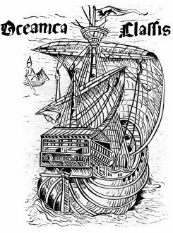 Images Dated 15th April 1994: Woodcut illustration showing Columbus ship