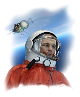 Yuri Gagarin, Soviet cosmonaut, artwork Yuri Gagarin, Soviet cosmonaut, artwork