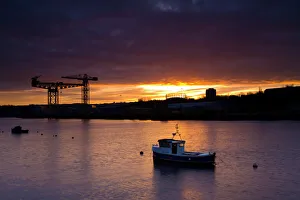 England, Tyne and Wear, Hebburn Riverside Park. Sunset viewed from the Hebburn Riverside England, Tyne and Wear, Hebburn Riverside Park. Sunset viewed from the Hebburn Riverside