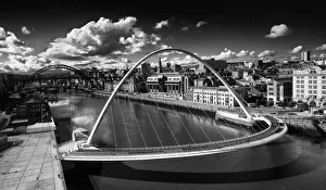England, Tyne and Wear, Newcastle Upon Tyne. The Gateshead Millennium Bridge, Tyne Bridge England, Tyne and Wear, Newcastle Upon Tyne. The Gateshead Millennium Bridge, Tyne Bridge