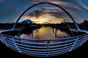 Prints of The Gateshead Millennium Bridge, Sage, Tyne Bridge and Newcastle upon Tyne river quayside Northern Ireland Prints: Gateshead Millennium Bridge Print