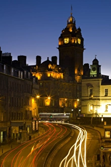 Scotland, Edinburgh, Leith Street. Rush hour traffic on Leith Street looking towards Scotland, Edinburgh, Leith Street. Rush hour traffic on Leith Street looking towards