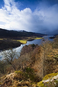 Scotland, Scottish Highlands, Loch Tummel. Storm clouds gather over Loch Tummel viewed Scotland, Scottish Highlands, Loch Tummel. Storm clouds gather over Loch Tummel viewed