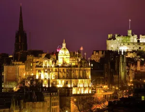 Prints of Scotland, Edinburgh, City Skyline. City skyline viewed from Calton Hill looking towards Castle Rock and the surrounding old town Country Prints: Edinburgh City Skyline Print