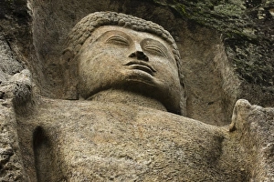 Detail of the 11 meter tall unfinished statue of Buddha at the 1st century BC Dowa Detail of the 11 meter tall unfinished statue of Buddha at the 1st century BC Dowa