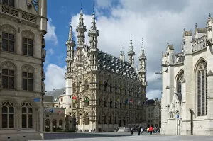 Grote Markt Gallery: The 15th century late Gothic Town Hall in the Grote Markt, Leuven, Belgium, Europe