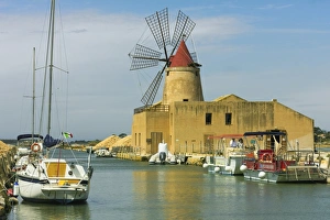 The 16th century windmill at the Ettore and Infersa Saltworks by the Stagnone Lagoon salt The 16th century windmill at the Ettore and Infersa Saltworks by the Stagnone Lagoon salt