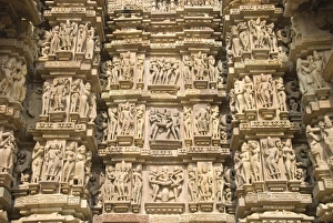 Some of the 646 erotic figures carved in sandstone on exterior of the Kandariya Mahadeva Some of the 646 erotic figures carved in sandstone on exterior of the Kandariya Mahadeva